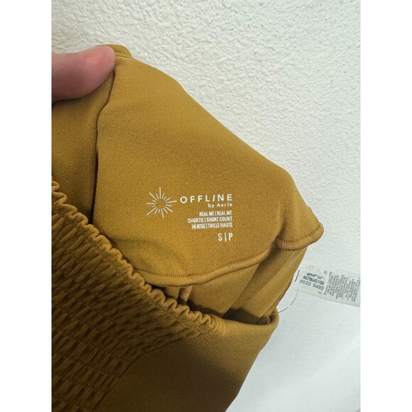 Offline by Aerie Small Real Me Smocked 3" Shortie Brown High Rise Pull On NWT - Picture 9 of 13
